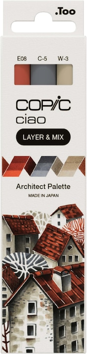 E-08 Brown, W-3 Warm Gray No. 3, C-5 Cool Gray No. 5