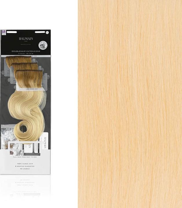 Actual product image Balmain DoubleHair Extensions Human Hair 40cm Length Number 10A Ash Blond 0.11kg (10A Extra Super Light Ash Blonde, 40 cm)