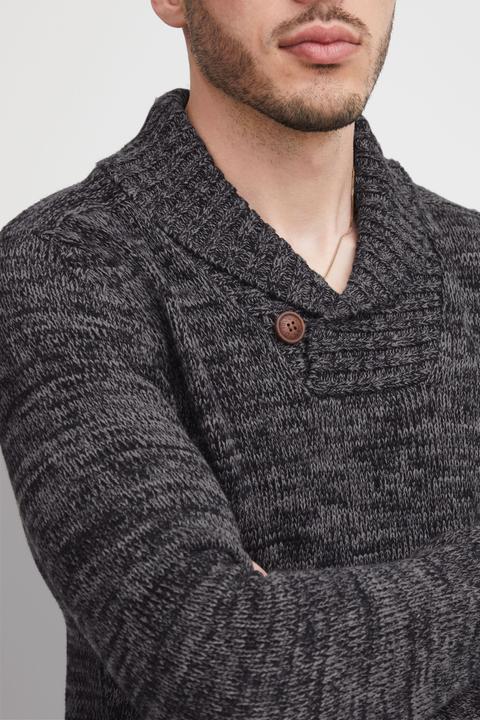 Actual product image Solid Phil Men's Jumper Chunky Knit Pullover With Shawl Collar Made Of 100% Cotton (M)
