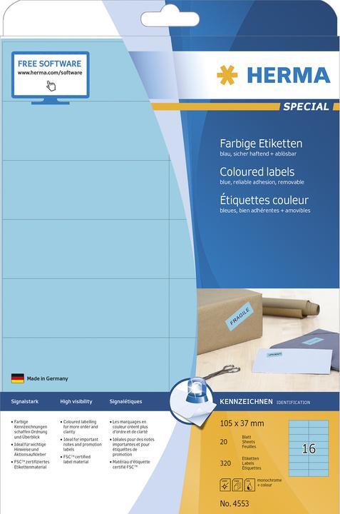 Actual product image HERMA Colour labels A4 removable