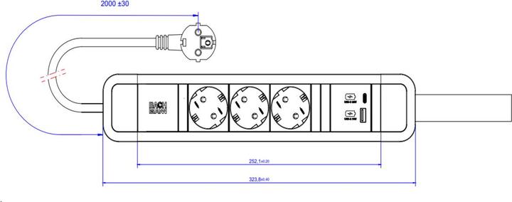 Actual product image Bachmann 350.017 (3x, CEE 7/3, 2 m)