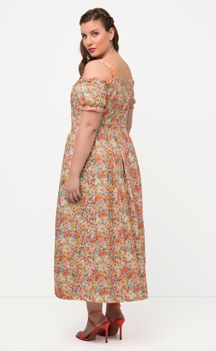 Actual product image Ulla Popken Floral Print Off The Shoulder Button Front Dress (50)