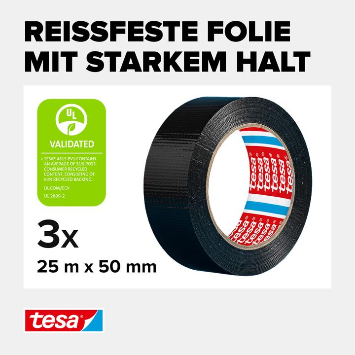 Produktbild tesa 3x EXTRA POWER UNIVERSAL Gewebeband, gewebeverstärktes Ductape, Dreierpack (50 mm)