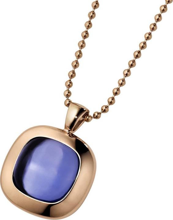 Xen Anhänger rosévergoldet mit 12x12 mm Hydrothermal Quarz blau (Edelstahl)