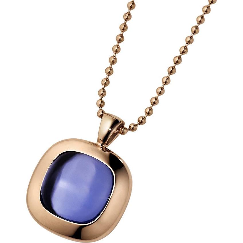 Xen, Kettenanhänger, Anhänger rosévergoldet mit 12x12 mm Hydrothermal Quarz blau, (Edelstahl)