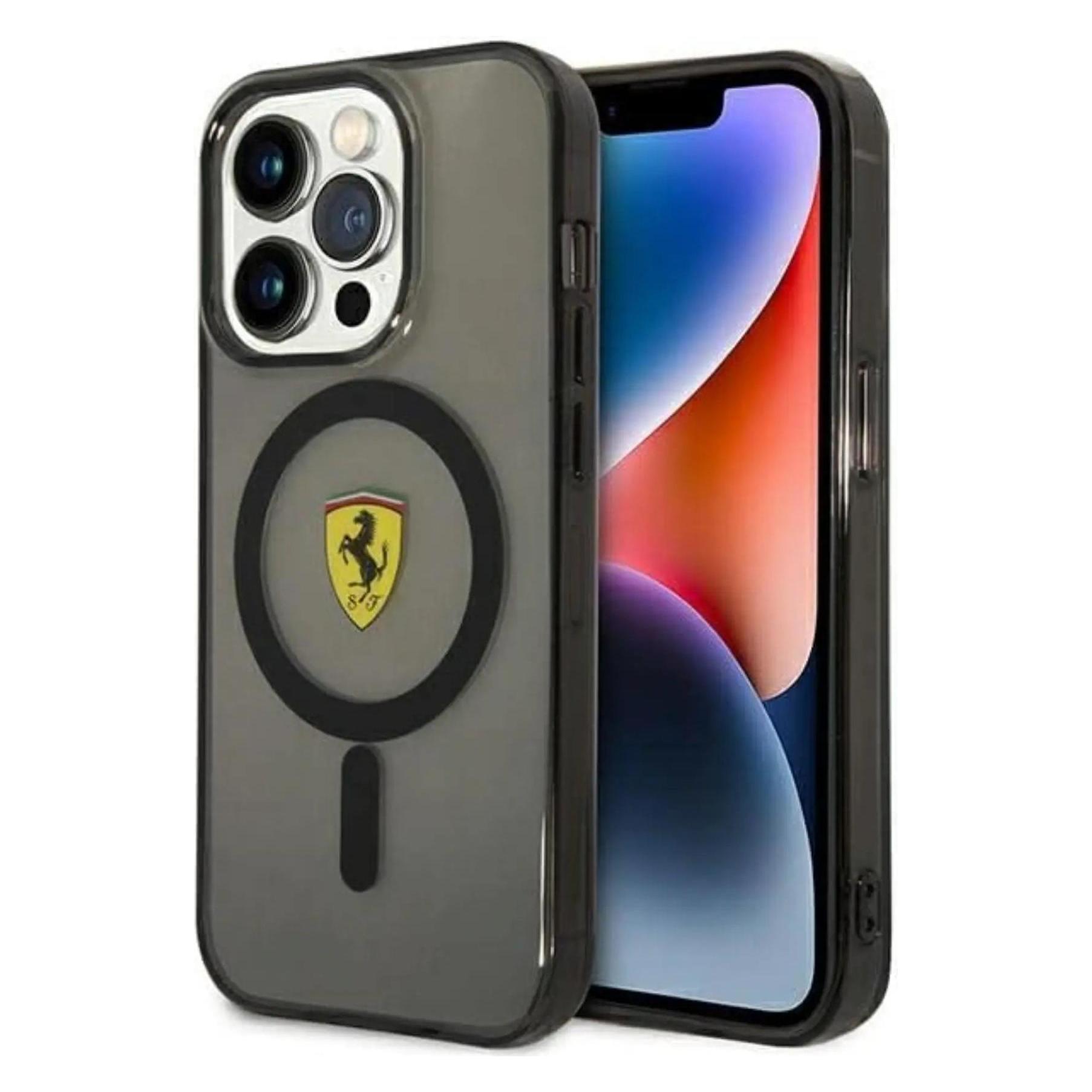 Ferrari FEHMP14LUKK IPhone 14 Pro 6.1" Black/black Hardcase Translucent Magsafe (Apple IPhone 14 Pro), Smartphone Hülle, Schwarz