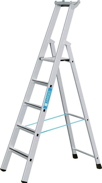 Zarges Light metal stepladder, built, SaferStep, anodised, 5 rungs, length 2... (Platform ladder, Stepladder, 215 cm)