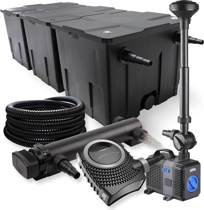 SunSun 3-Kammer Filter Set 90000l 36W UVC Teich Klärer NEO10000 80W Pumpe Schlauch Spri