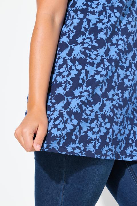 Image du produit Ulla Popken T-shirt manches courtes, col en V avec petits cordons fantaisie (46, 48)