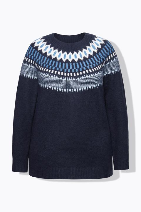 Produktbild Ulla Popken Norweger-Pullover, Rundhals, Langarm, weicher Feinstrick (60)