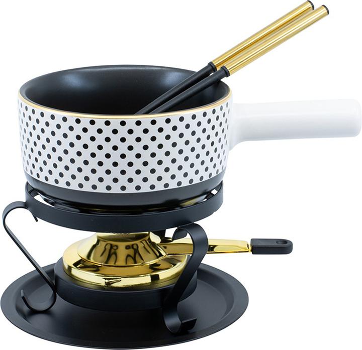 Kadastar Käsefondue-Set Dots 5 Teile, Schwarz (Käsefondue)