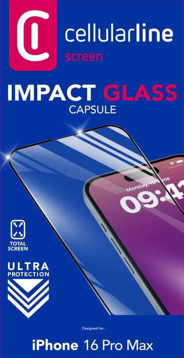 Produktbild Cellularline Impact Glass Capsule (1 Stk., Apple iPhone 16 Pro Max)