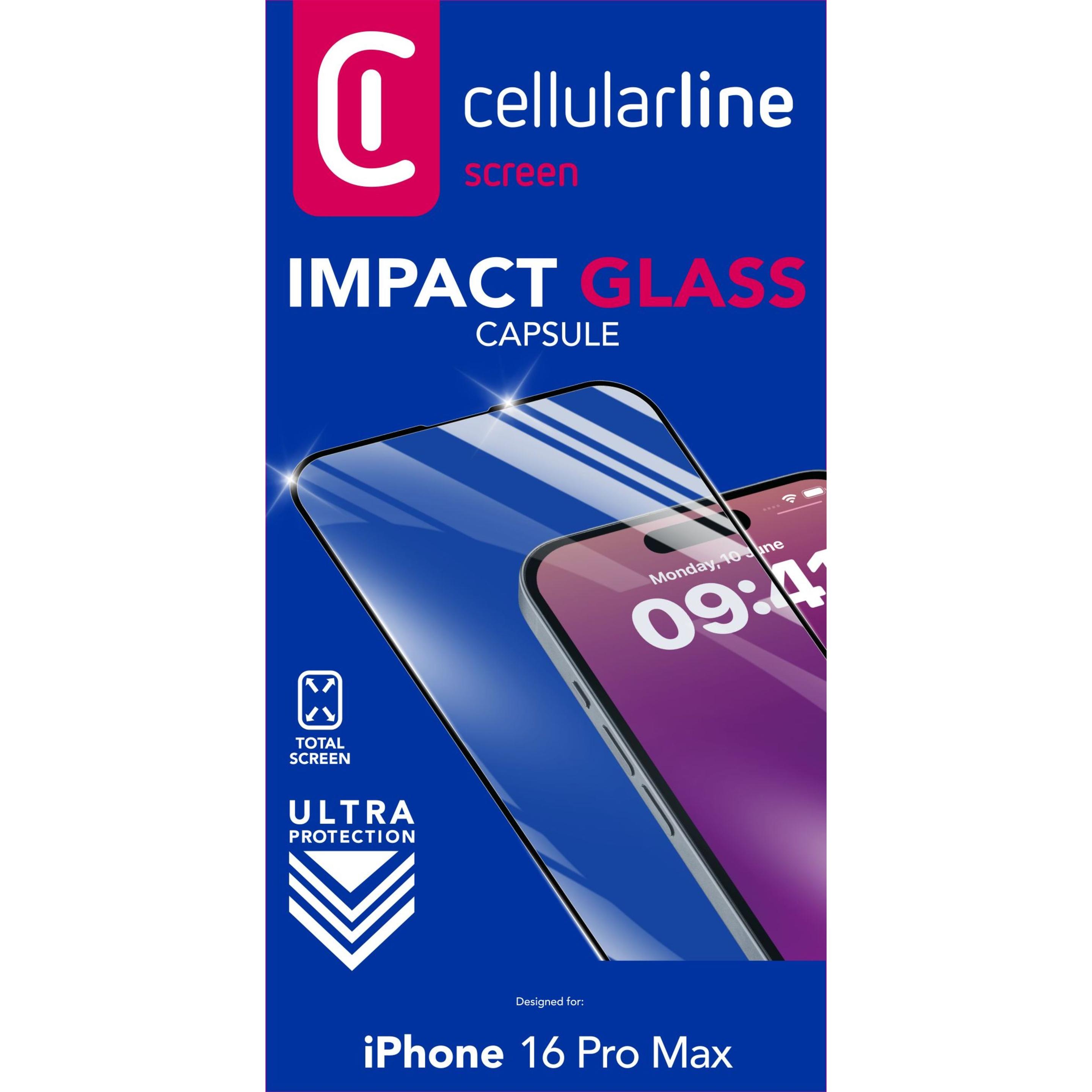 Thumbnail - Cellularline Impact Glass Capsule (1 Stück, Apple iPhone 16 Pro Max), Smartphone Schutzfolie, Schwarz
