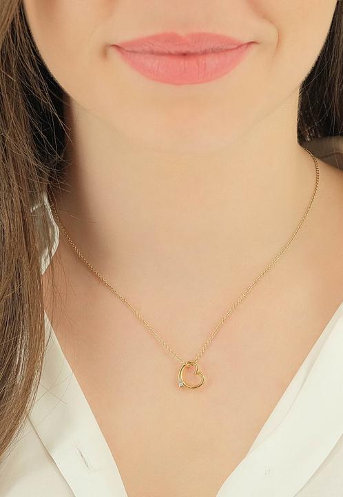 Immagine prodotto Muau Ciondolo cuore oro giallo 750 diamante 0,02 carati. 12x12 mm (Oro giallo 18K 750)