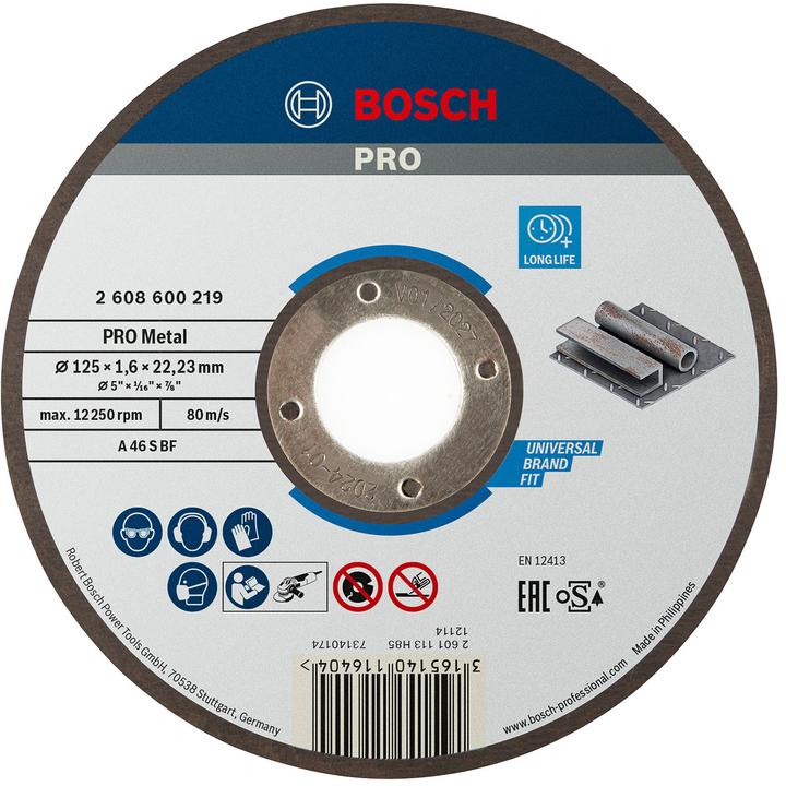 Immagine prodotto Bosch Professional Zubehör PRO Disco da taglio per metallo, 125 x 1,6 x 22,23 mm