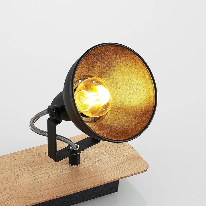 Actual product image Lindby Aylis ceiling lamp, black, wood, 4-light. (E14)