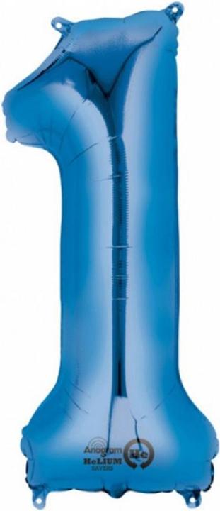 Actual product image Amscan Foil balloon number 1 blue (5x)