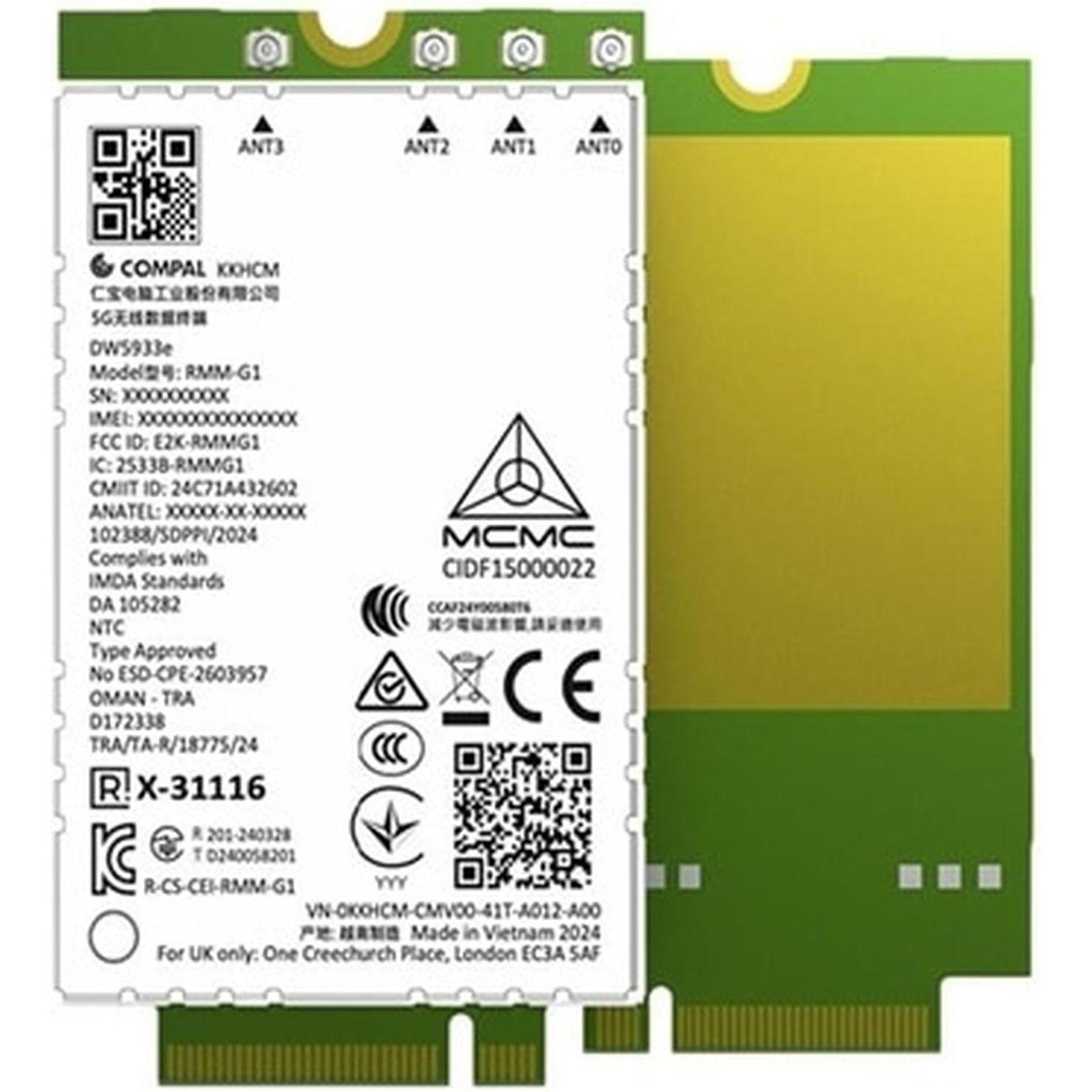 Dell Wireless Mobile Modem DW5933E (Mini PCI Express), Netzwerkkarte, Grün