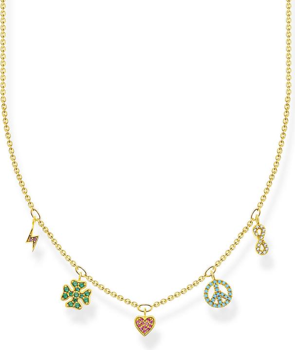 Immagine prodotto Thomas Sabo Fulmine trifoglio pace cuore e collana infinito (Doratura in oro giallo 750, Argento 925, 38 - 42 cm)