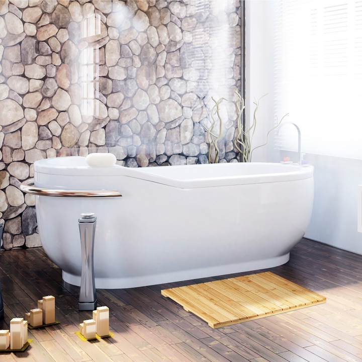 Actual product image Relaxdays Bamboo Bath Mat (65 x 40 x 3 cm)