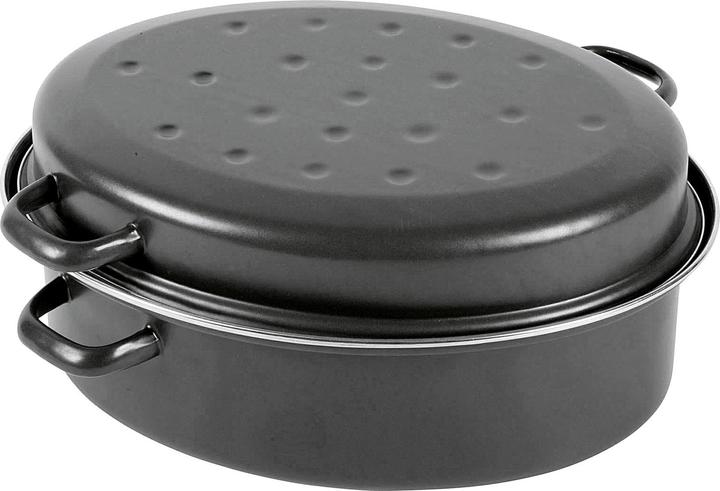 Produktbild Krüger Gänsebräter oval 7,5 l Ø38cm emailliert schwarz matt (Bräter + Schmortopf, Stahl)