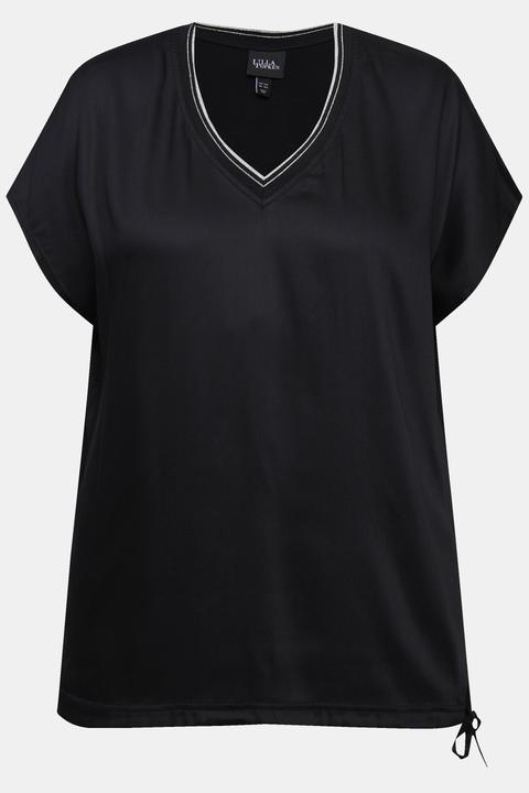 Actual product image Ulla Popken Satin Front Cap Sleeve Blouse (60)
