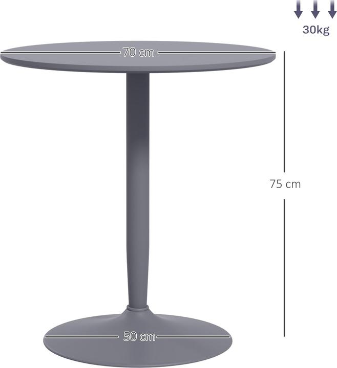 Produktbild Homcom Esstisch MDF, Stahl Grau (70 x 75 cm)