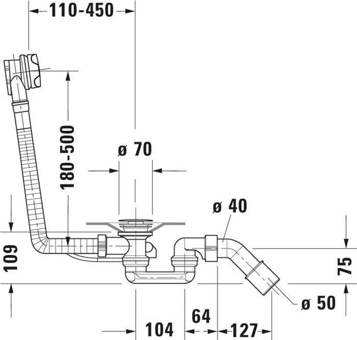 Actual product image Duravit Drain/overflow set chrome (Overflow set, 1")
