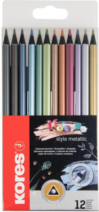 Kores Dreikant-Buntstifte ""Kolores Metallic Style"", 12er Minenstärke: 3 mm, sortiert in 12 Metallicfarbe (12x)