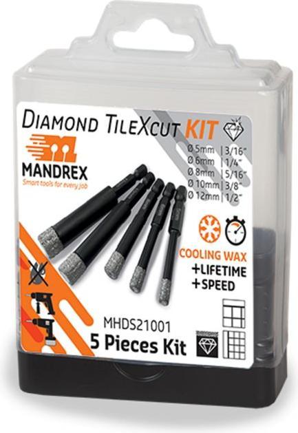 Actual product image Mandrex Diamantbohrerset TileXcut 5-tlg. (5, 6, 8, 10, 12 mm)