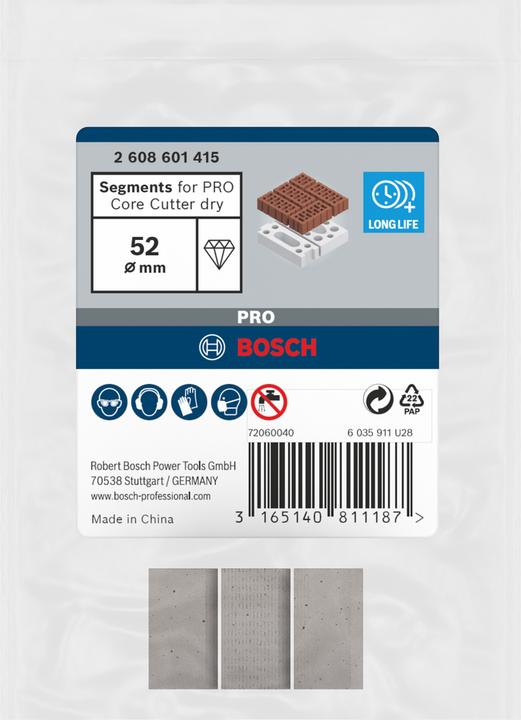 Actual product image Bosch Professional Accessories 2608601415 2608601415 Segments for dry core bits 3 pcs. (52 mm)
