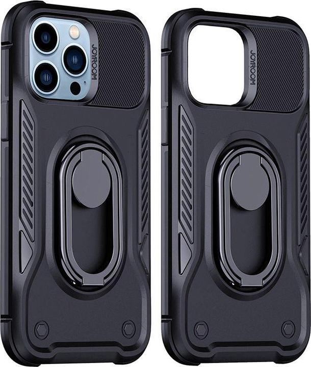 Actual product image Joyroom Dual Hinge case for iPhone 14 Pro armored case with a stand and a ring holder black (Apple iPhone 14 Pro)