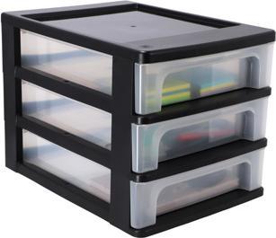 Actual product image Iris Storage box 3x 4.0 l transparent, black 26.0 x 35.5 x 25.5 cm (4 l)