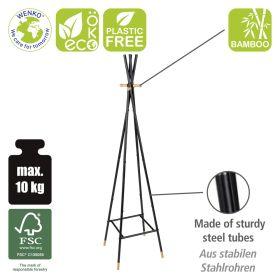 Image du produit Wenko Portemanteau sur pied avec quatre crochets Loft en tube d'acier - noir