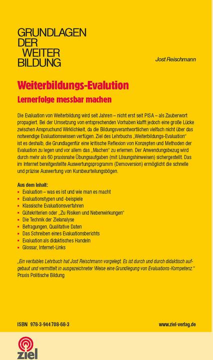 Produktbild Weiterbildungs-Evaluation (Deutsch, Armin Kaiser, Jörg E. Feuchthofen, Jost Reischmann, Michael Jagenlauf, 2017)