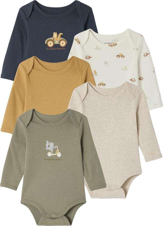 Actual product image Vertbaudet Bio-Kollektion: 5er-Pack Baby Schlupfbodys mit langen Ärmeln (68)