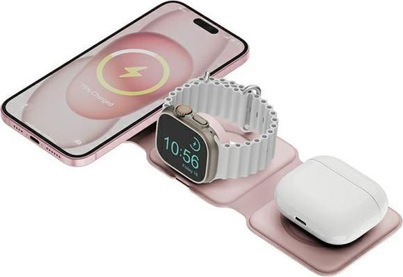 Image du produit Energea Bazic GoMag Trio Plus kompaktowa składana ład. indukcyjna 3w1 15W Fast Charging różowy/pink (15 W)