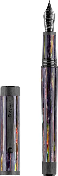 Actual product image Montegrappa Iszez3ic v1 mg fountain pen, Zero Zodiac Aquarius, Ultra Black, steel nib M (Black, 1x)