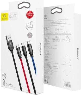 Productafbeelding Baseus Drie primaire kleuren 3-in-1 (1.20 m, USB 2.0)