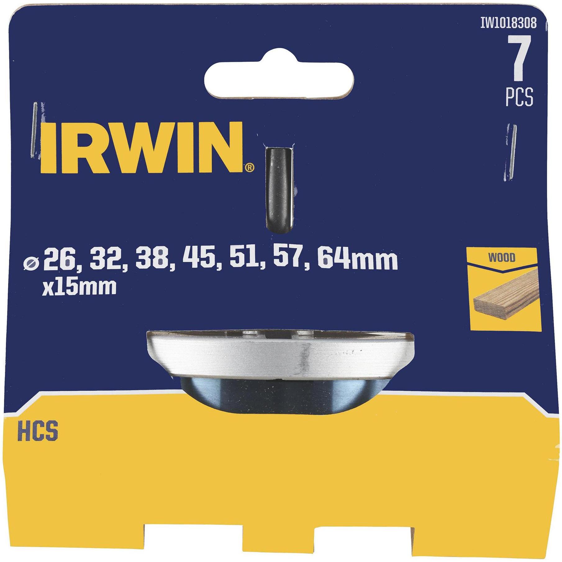 Thumbnail - Irwin, Handsäge, OTWORNICE DO DREWNA HCS 26, 32, 38, 45, 51, 57 i 64mm x 15mm do drewna z trzpieniem mocującym