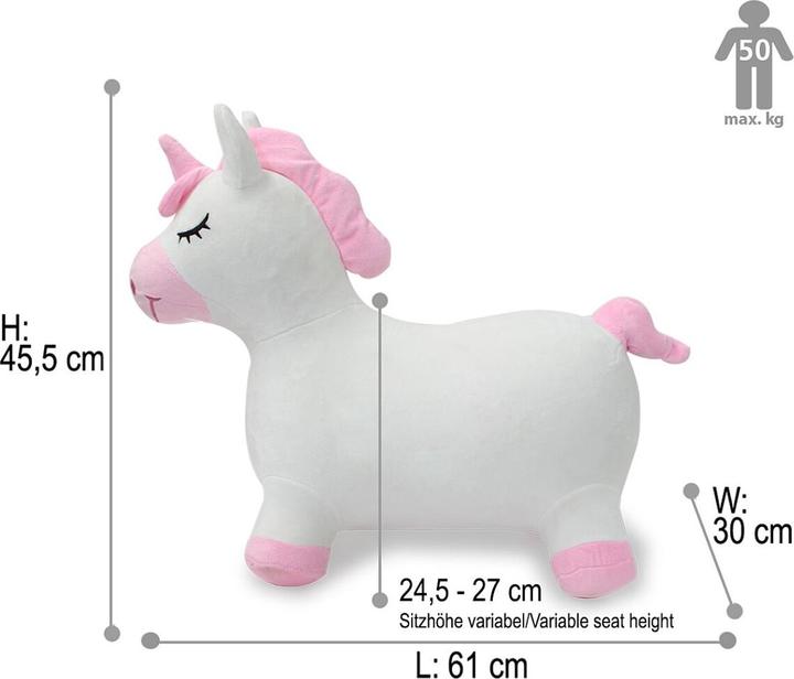 Actual product image Jamara Bouncy Unicorn with Plush Cover and Pump