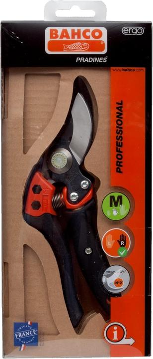 Actual product image Bahco ERGO large 20 mm bypass pruning shears with roller handle with elastomer coating
