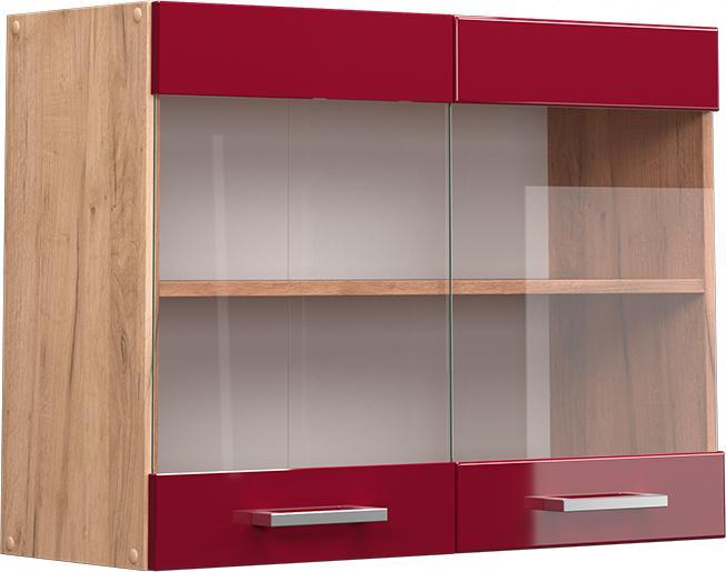 Bordeaux Hochglanz, Goldkraft Eiche, Rot, Rot Hochglanz