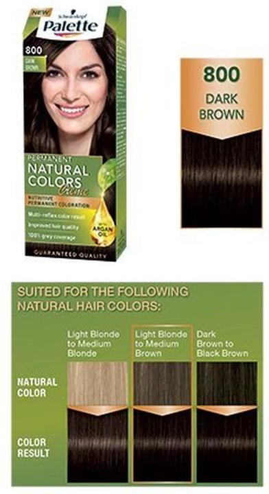 Actual product image Palette Permanent Naturals Colour Creme Hair Dye with Cocoa Butter and Argan Oil 800 (3-0) D (Dark brown)