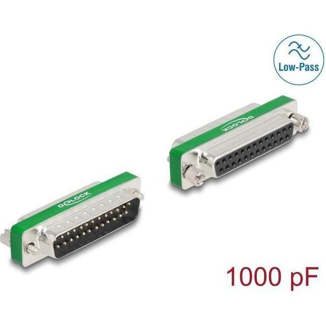 Thumbnail - Delock HF/EMI Entstörfilter D-Sub 25 Pin Stecker zu Buchse mit Tiefpass kapazitiv, Induktor