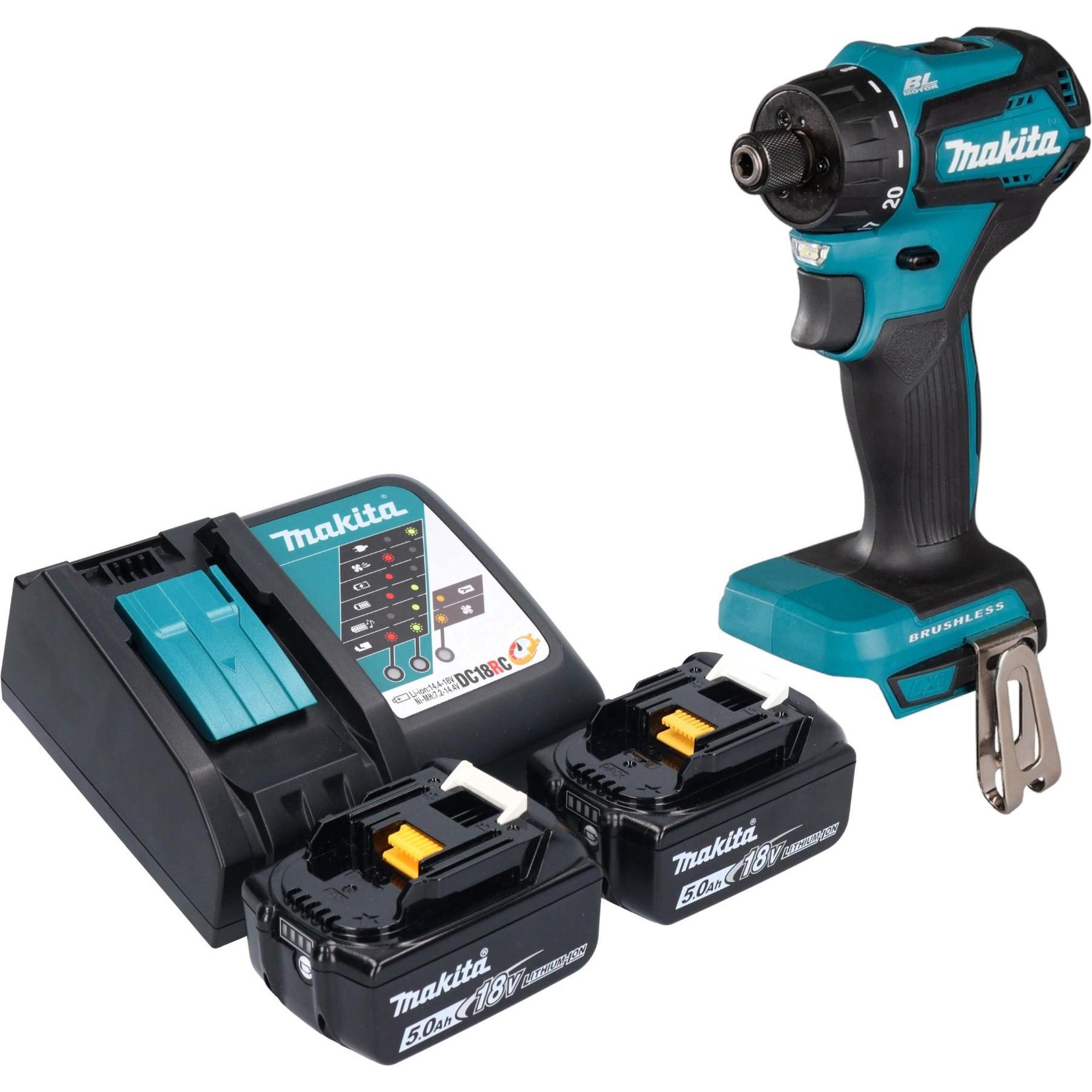 Thumbnail - Makita, Bohrmaschine + Akkuschrauber, DDF 083 RT Akku Bohrschrauber 18 V 40 Nm 1/4" Brushless + 2x Akku 5,0 Ah + Ladeger...