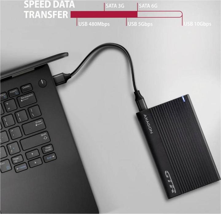 Image du produit Axagon EE25-GTR Boîtier externe cannelé pour disque dur USB-C 3.2 Gen 2 - SATA 6G, 2.5" - noir (2.5")