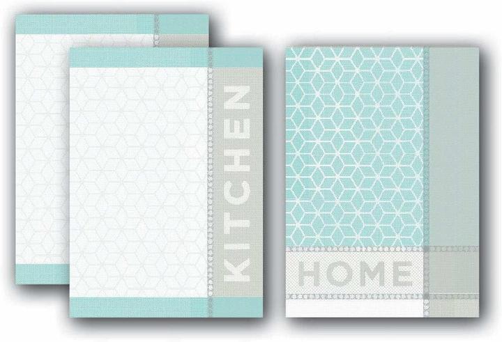 Produktbild Dyckhoff 3 Geschirrtücher Jacquard Kitchen türkis 50,0 x 70,0 cm (50 x 70 cm)