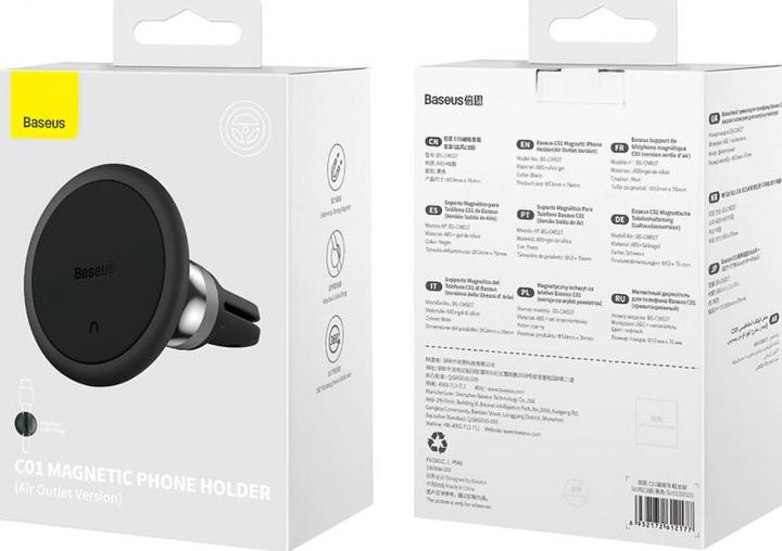Actual product image Baseus C01 Overseas Edition magnetic car holder for air vent - black
