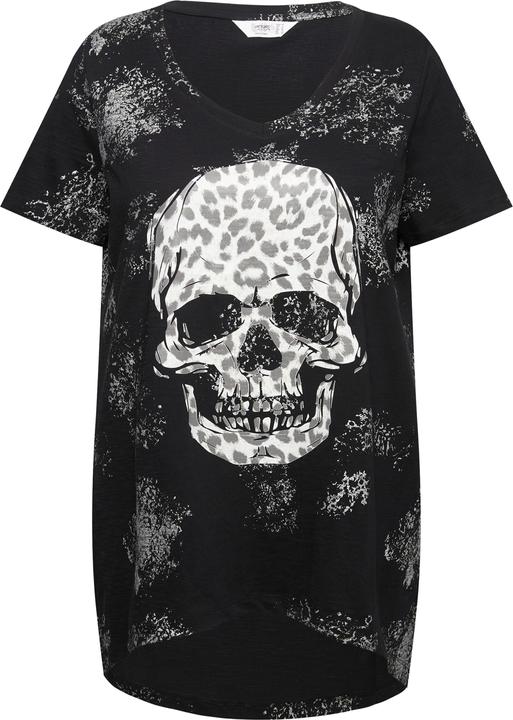 Produktbild Angel of Style T-Shirt, Leo-Totenkopf, V-Ausschnitt, Halbarm (46)